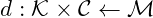 d: \mathcal{K} \times \mathcal{C} \leftarrow \mathcal{M}